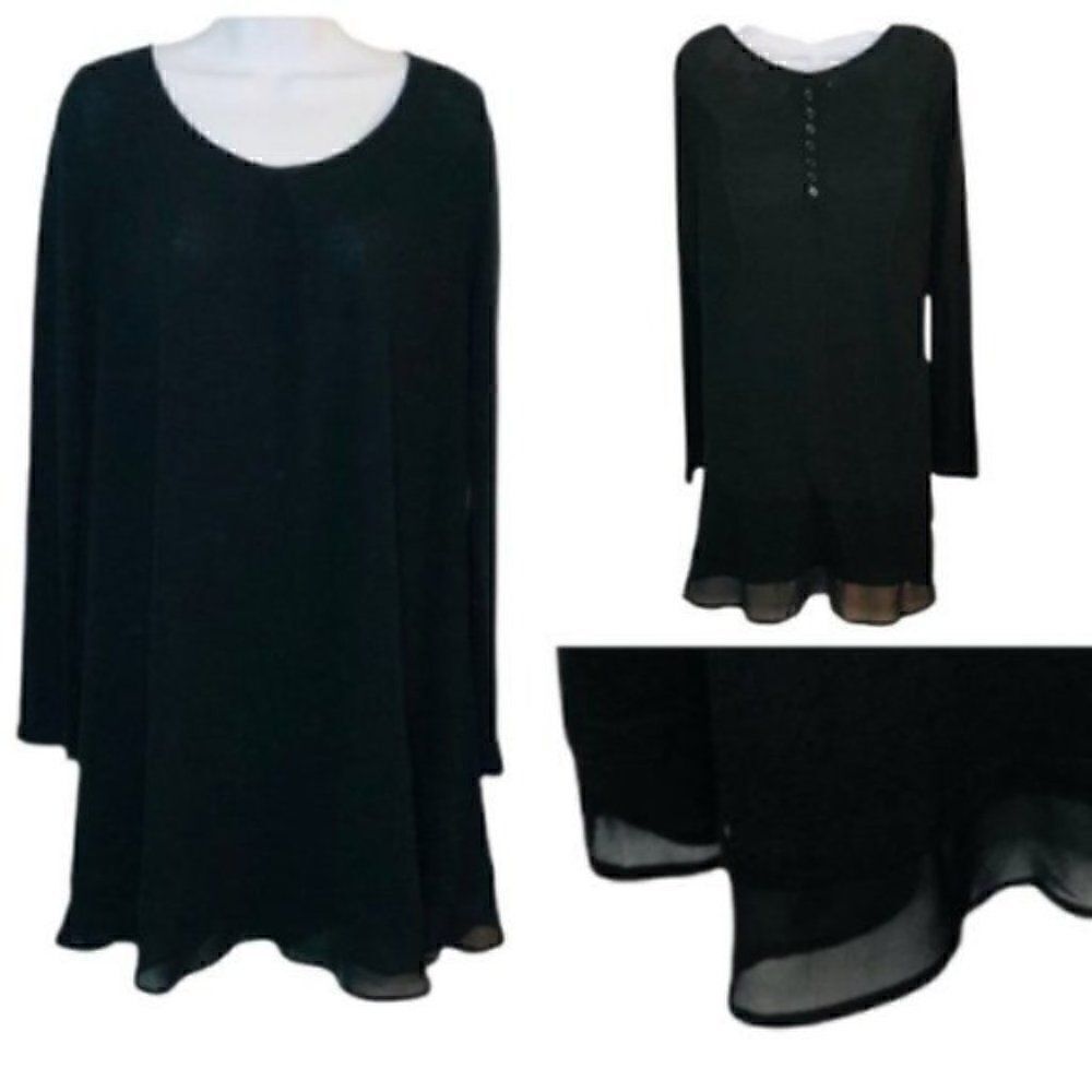 Ya Los Angeles Sweater Swing Button Dress Black M